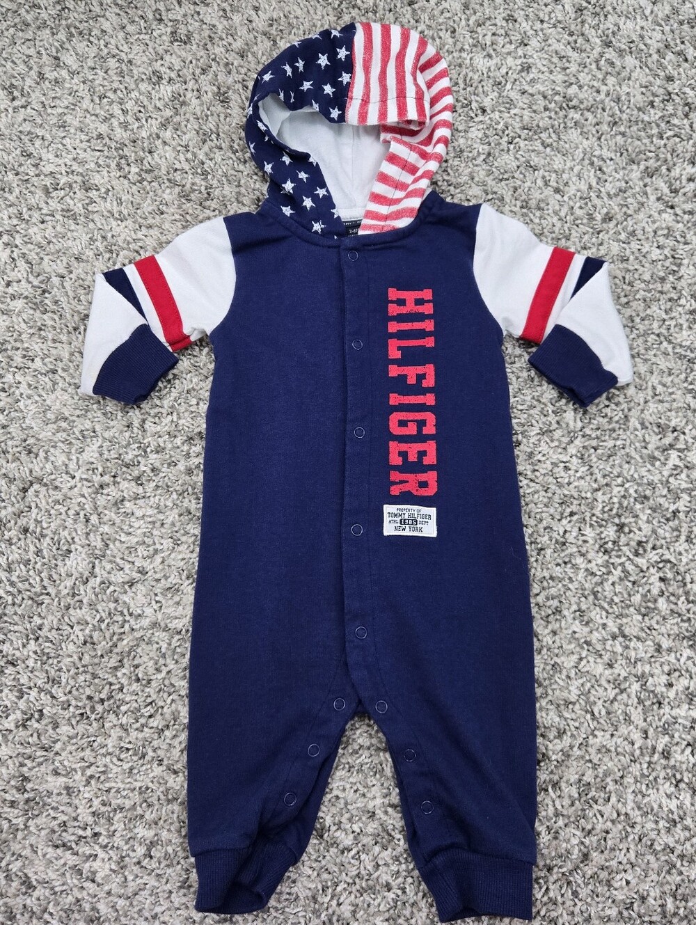 Tommy Hilfiger Blue Hooded Button Down Onsie